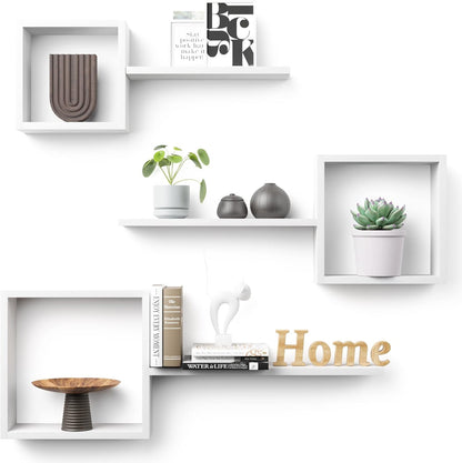 Lot de 6 Étagères Murales Flottantes Carrées – Design Géométrique