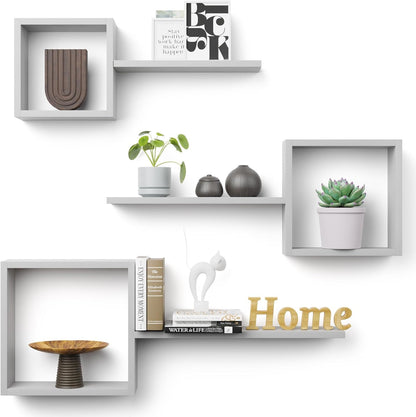 Lot de 6 Étagères Murales Flottantes Carrées – Design Géométrique