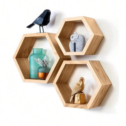 HexaHome– Lot de 3 Étagères Murales Hexagonales Flottantes